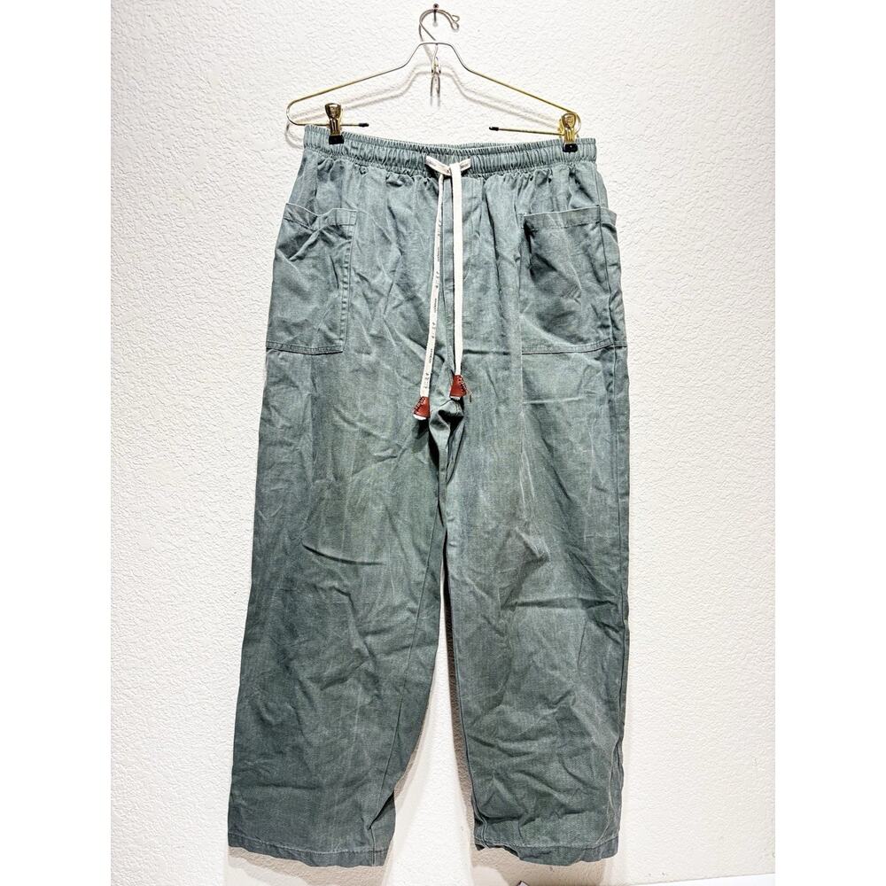 Kidoriman Japanese Pokku Wide Leg Pants Green Size XXL Men's Streetwear Japan